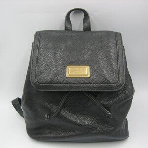 MARC BY MARC JACOBS Black Pebble Leather Backpack Drawstring